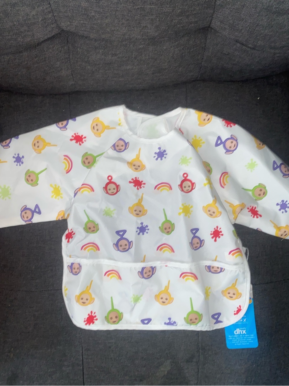 Kids Long-Sleeve Waterproof Bib in Multicolor Teletubbies Print